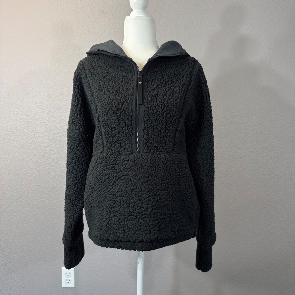 prAana Women's Size M Black Polar Escape Half Zip Pullover Hoodie 1961991